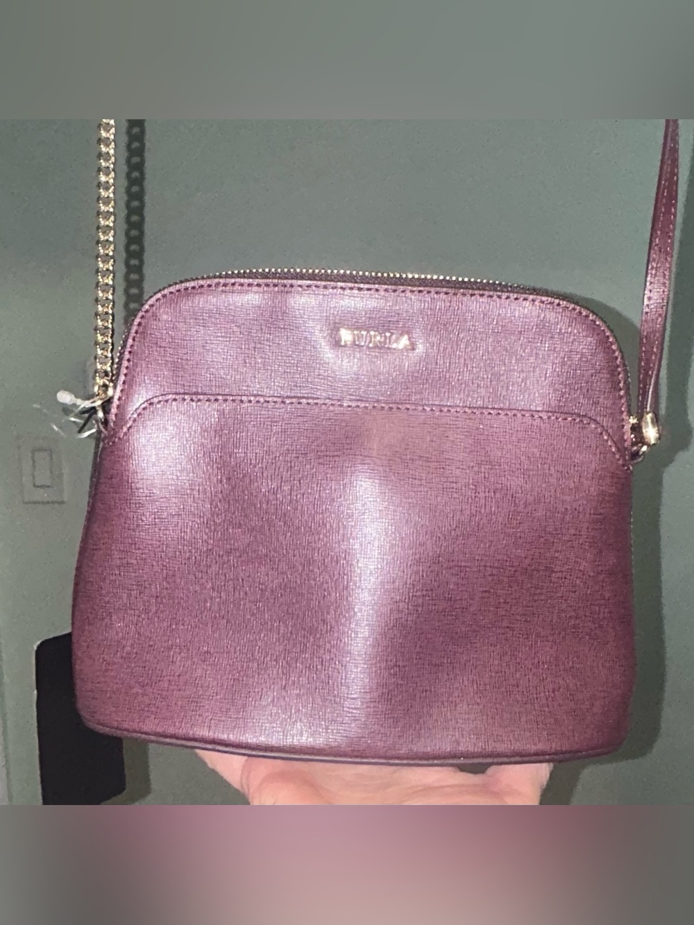 Furla Atena Small Dome Crossbody Saffiano Leather in Plum. NWT. COA Included. - Picture 5 of 15